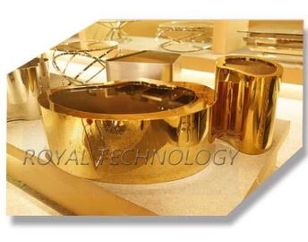 دستگاه آبکاری قوس از جنس استیل ضدزنگ ، صندلی های فلزی و جداول تجهیزات پوشش PVD طلایی