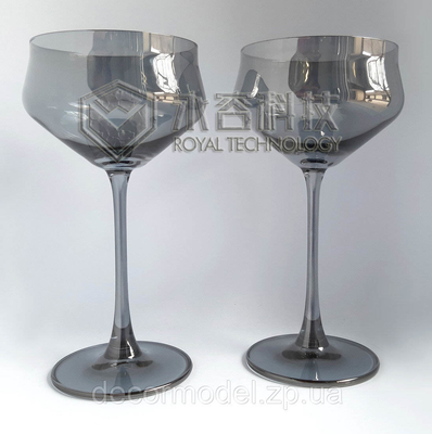 جام شیشه ای PVD نقره شفاف، طلای شفاف، پوشش رنگین کمان شفاف