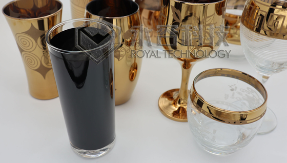 پوشش های طلای PVD ظروف شیشه ای، روکش های طلای PVD دو طرفه روی محصولات شیشه ای