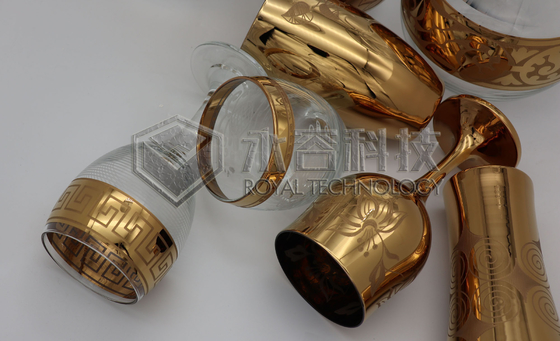 پوشش های طلای PVD ظروف شیشه ای، روکش های طلای PVD دو طرفه روی محصولات شیشه ای