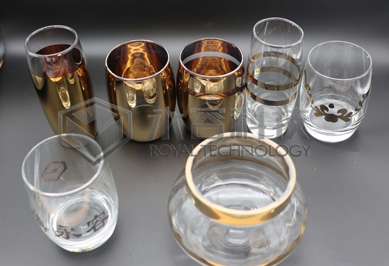 روکش طلای 2 طرفه روی ظروف شیشه ای با دستگاه آبکاری یونی ظروف چینی روکش طلا و نقره با الگوها